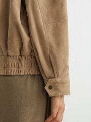 Reiss Neutral Noa Suede Double-Layer Relaxed-Fit Jacket - Image 5 of 10