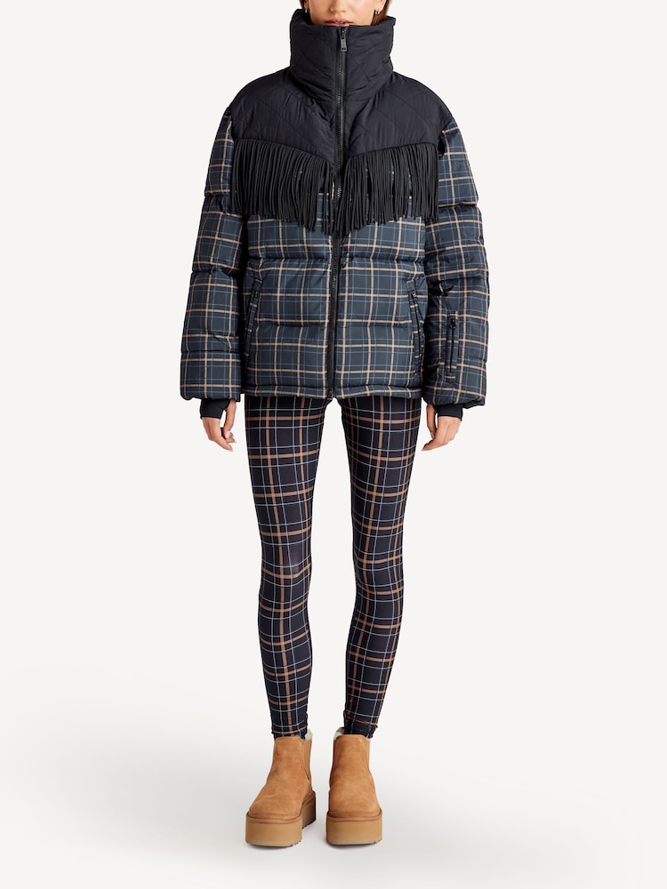 The Upside Black Check Lumiere Fox Puffer Jacket - Image 1 of 6