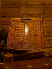 Natural Rattan effect Hanging Pendant Solar Outdoor Light - Image 1 of 5