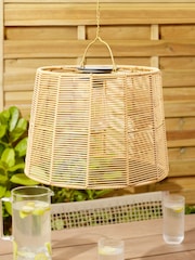 Natural Rattan effect Hanging Pendant Solar Outdoor Light - Image 2 of 5
