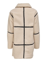 JDY Cream Cosy Teddy Jacket With Contrast Trims - Image 7 of 7