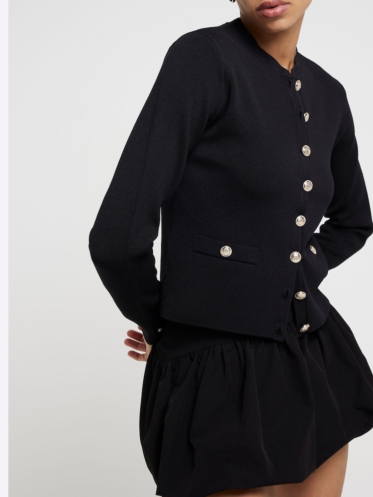 River Island Black Button Military Cardigan - Image 2 of 3