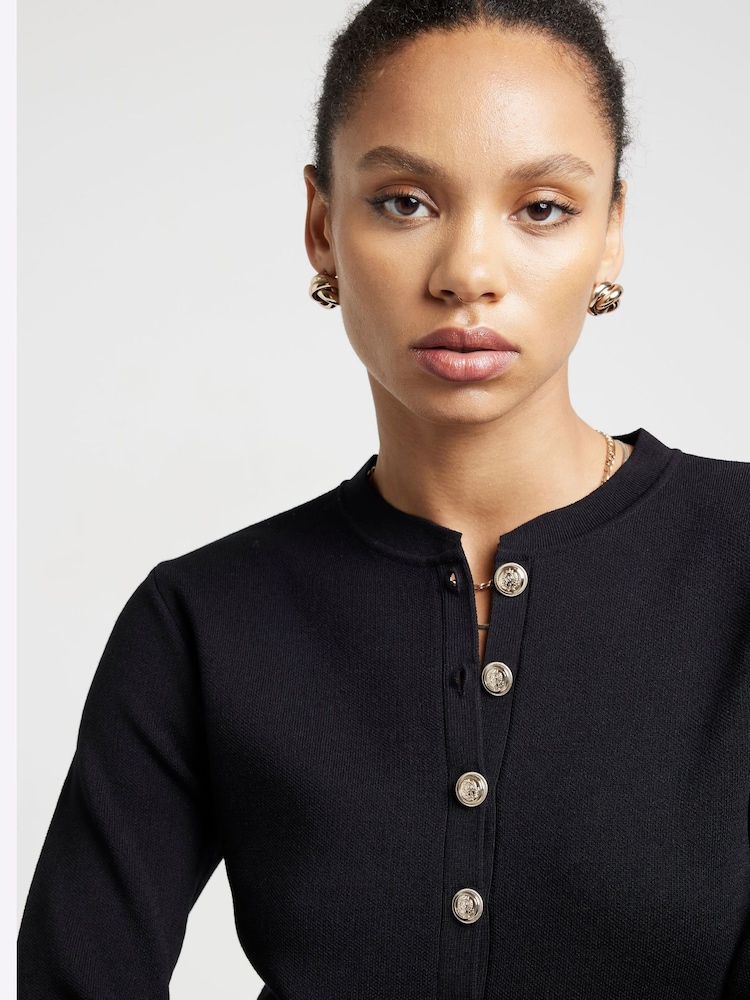 River Island Black Button Military Cardigan - Image 3 of 3 River Island Black Button Military Cardigan - Image 3 of 3