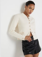 River Island Cream Button Military Cardigan - Image 1 of 4