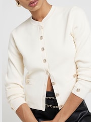 River Island Cream Button Military Cardigan - Image 3 of 4