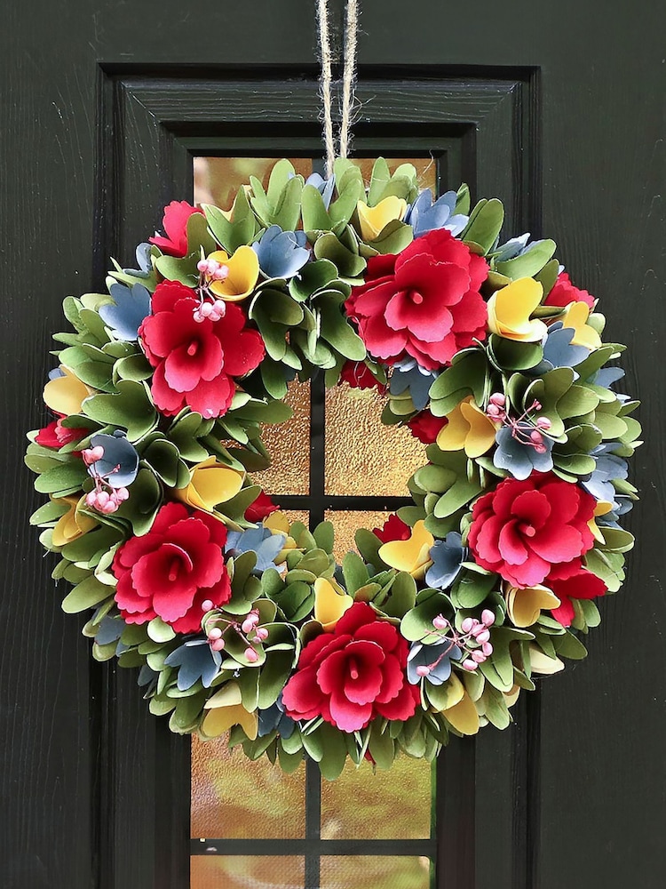 Dibor Green Rainbow of Colour Floral Wreath - Image 1 of 3