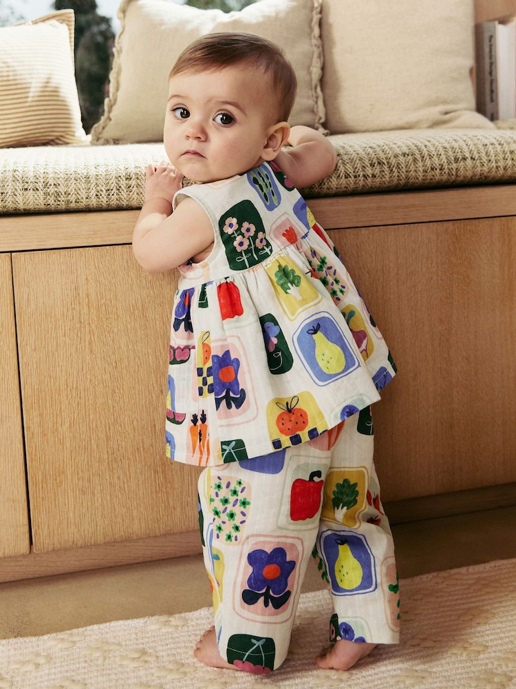 Mehrfarbig bunt, Erdbeere/Apfel - Ärmelloses Oberteil und Hosen 2 -teiliges Set (0Monate bis2Jahre) - Bild 1 von 14