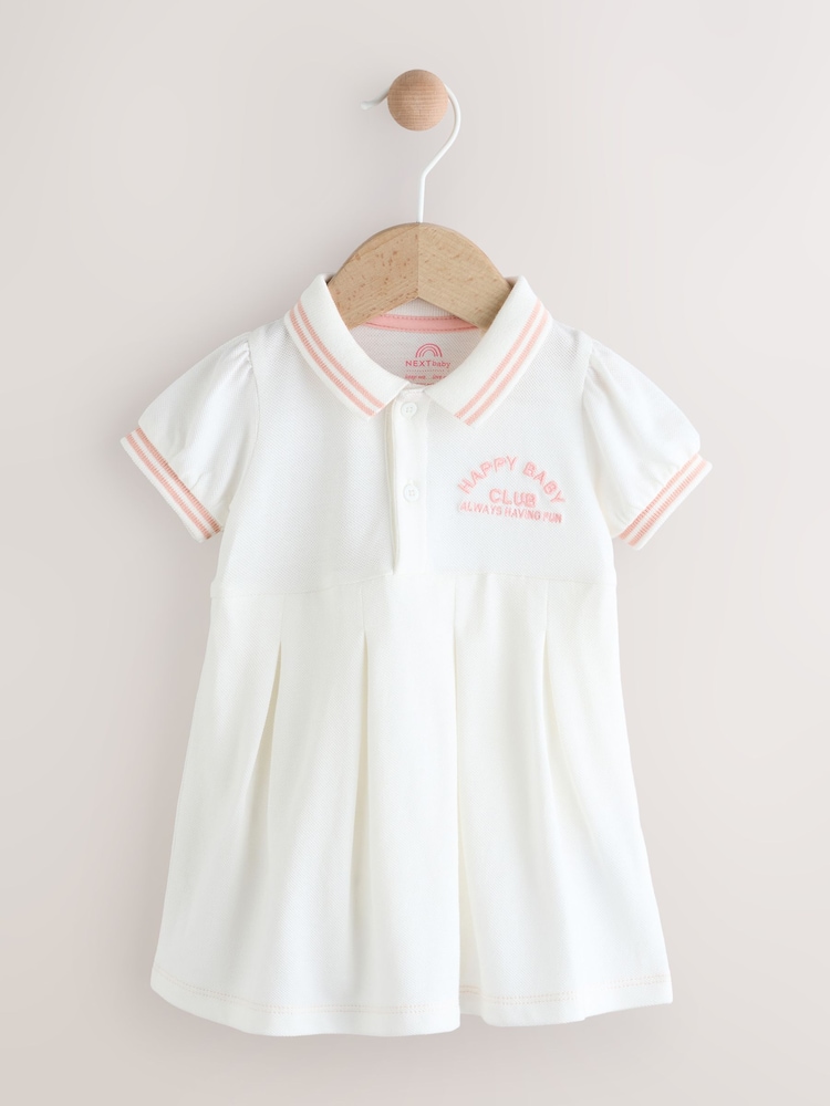 White/Pink Baby Tennis 100% Cotton Dress (0mths-2yrs) - Image 1 of 8