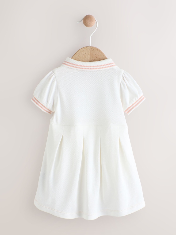 White/Pink Baby Tennis 100% Cotton Dress (0mths-2yrs) - Image 2 of 8