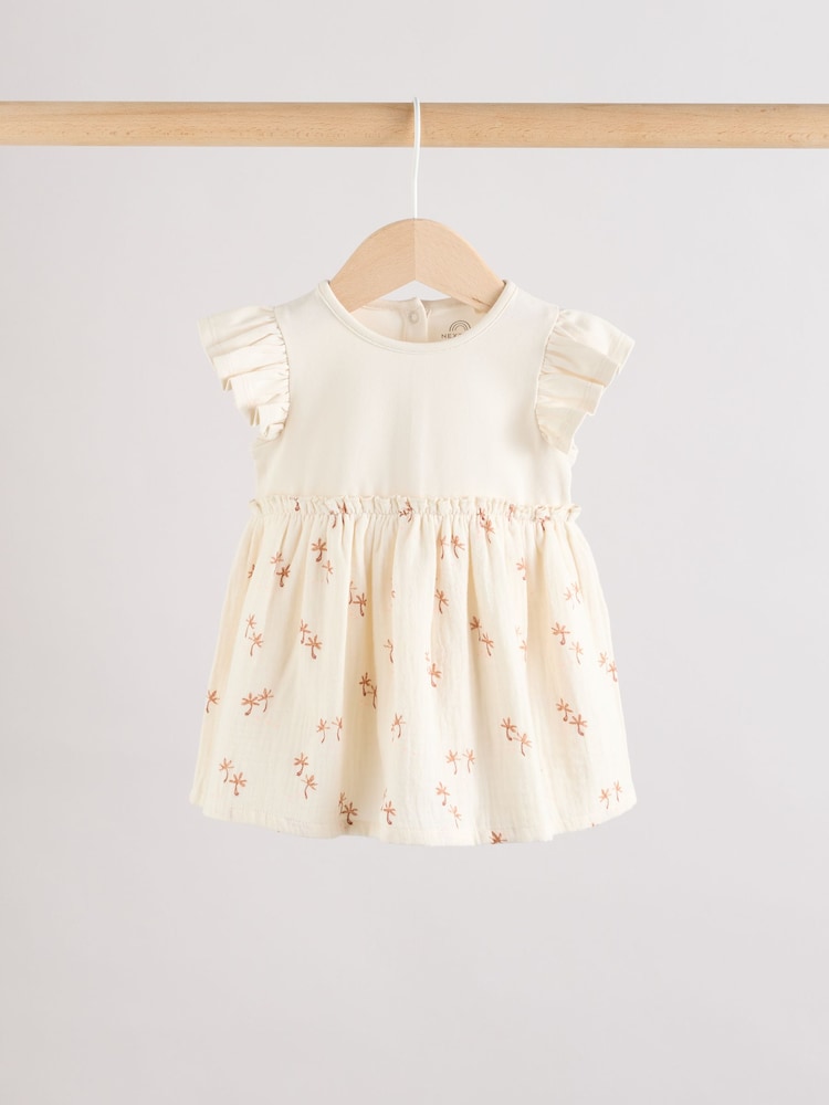 Rust Brown and Cream Printed Jersey Baby Dresses 2 Pack (0mths-3yrs) - Image 3 of 10