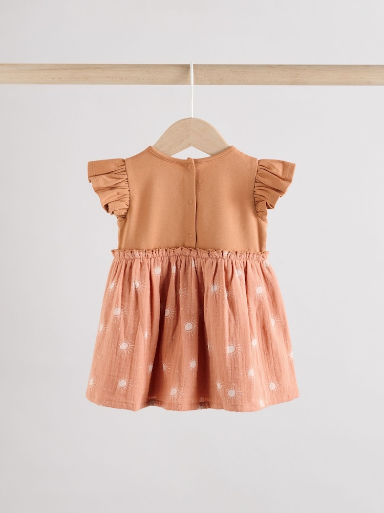 Rust Brown and Cream Printed Jersey Baby Dresses 2 Pack (0mths-3yrs) - Image 5 of 10