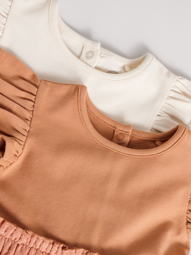 Rust Brown and Cream Printed Jersey Baby Dresses 2 Pack (0mths-3yrs) - Image 7 of 10