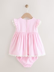 Pink Baby Embroidered Dress and Knickers 2 Piece Set (0mths-2yrs) - Image 3 of 9