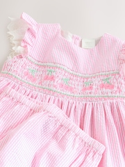 Pink Baby Embroidered Dress and Knickers 2 Piece Set (0mths-2yrs) - Image 5 of 9
