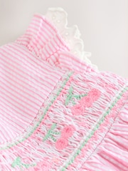 Pink Baby Embroidered Dress and Knickers 2 Piece Set (0mths-2yrs) - Image 8 of 9