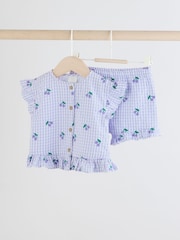 Purple Gingham/Cherry 100% Cotton Baby Shirt And Shorts Set (0mths-3yrs) - Image 1 of 9