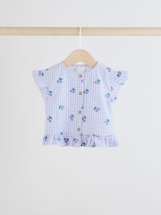 Purple Gingham/Cherry 100% Cotton Baby Shirt And Shorts Set (0mths-3yrs) - Image 3 of 9