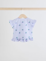 Purple Gingham/Cherry 100% Cotton Baby Shirt And Shorts Set (0mths-3yrs) - Image 4 of 9