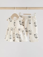 Black/White Floral Baby Printed Baby Sleeveless Top and Trouser 2 Piece Set (0mths-2yrs) - Image 1 of 11