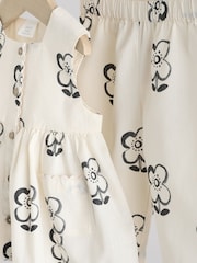 Black/White Floral Baby Printed Baby Sleeveless Top and Trouser 2 Piece Set (0mths-2yrs) - Image 7 of 11