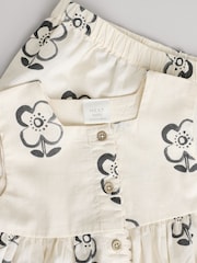 Black/White Floral Baby Printed Baby Sleeveless Top and Trouser 2 Piece Set (0mths-2yrs) - Image 8 of 11