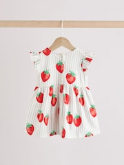 Red/ Blue Strawberry Gingham Print Jersey Baby Dresses 2 Pack (0mths-3yrs) - Image 4 of 9