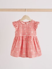 Red/ Blue Strawberry Gingham Print Jersey Baby Dresses 2 Pack (0mths-3yrs) - Image 5 of 9