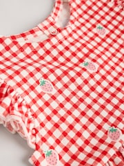 Red/ Blue Strawberry Gingham Print Jersey Baby Dresses 2 Pack (0mths-3yrs) - Image 8 of 9