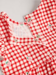 Red/ Blue Strawberry Gingham Print Jersey Baby Dresses 2 Pack (0mths-3yrs) - Image 9 of 9