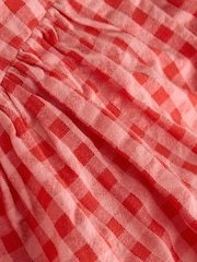 Red/Pink Gingham Baby Broderie Woven Integral 100% Cotton Dress (0mths-2yrs) - Image 4 of 5