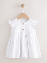 White Baby Broderie Woven Integral 100% Cotton Dress (0mths-2yrs) - Image 1 of 6