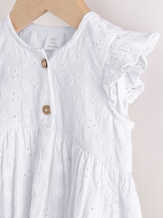 White Baby Broderie Woven Integral 100% Cotton Dress (0mths-2yrs) - Image 3 of 6