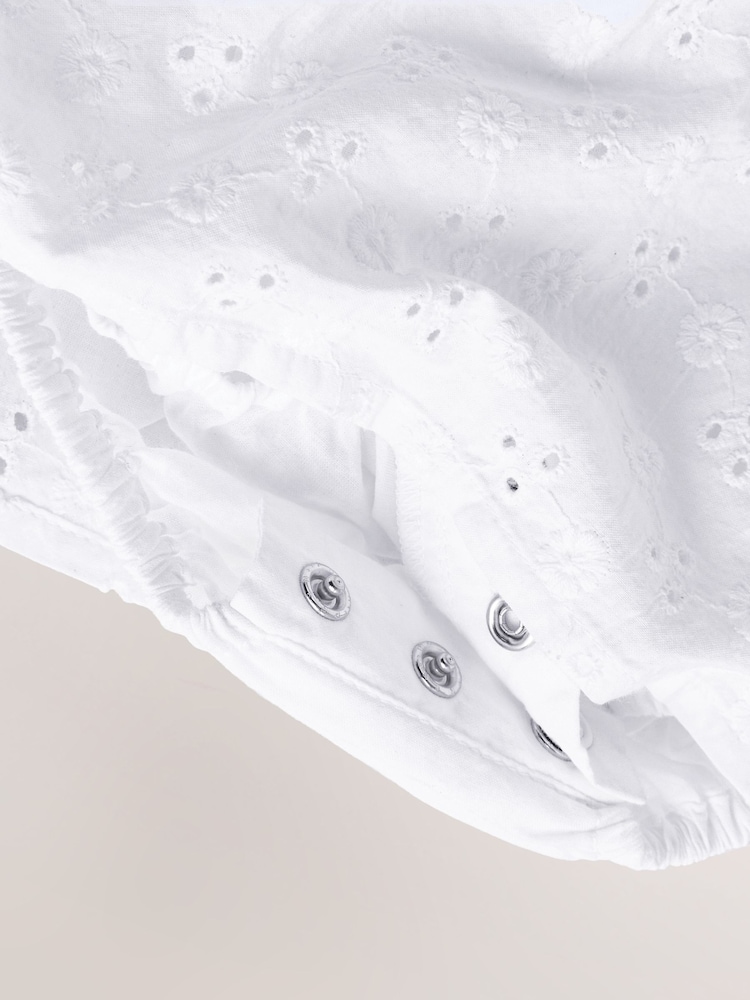 White Baby Broderie Woven Integral 100% Cotton Dress (0mths-2yrs) - Image 6 of 6