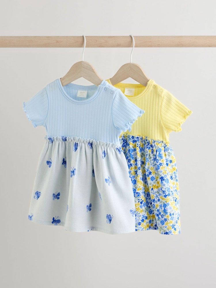Fleur bleue/jaune - Lot de peignoirs bébé en jersey 2 03ans) - Image 1 de 1