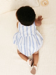 Blue/White Stripe Baby Broderie Woven Integral 100% Cotton Dress (0mths-2yrs) - Image 4 of 10