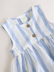 Blue/White Stripe Baby Broderie Woven Integral 100% Cotton Dress (0mths-2yrs) - Image 8 of 10