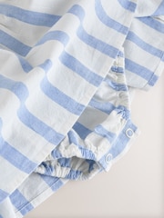 Blue/White Stripe Baby Broderie Woven Integral 100% Cotton Dress (0mths-2yrs) - Image 9 of 10