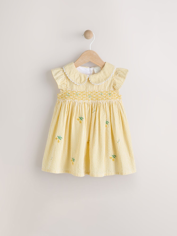 Yellow Baby 100% Cotton Embroidered Dress (0mths-2yrs) - Image 1 of 7