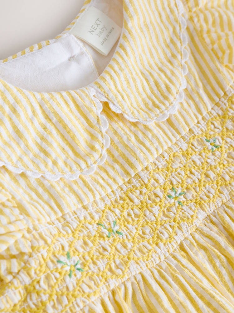 Yellow Baby 100% Cotton Embroidered Dress (0mths-2yrs) - Image 4 of 7
