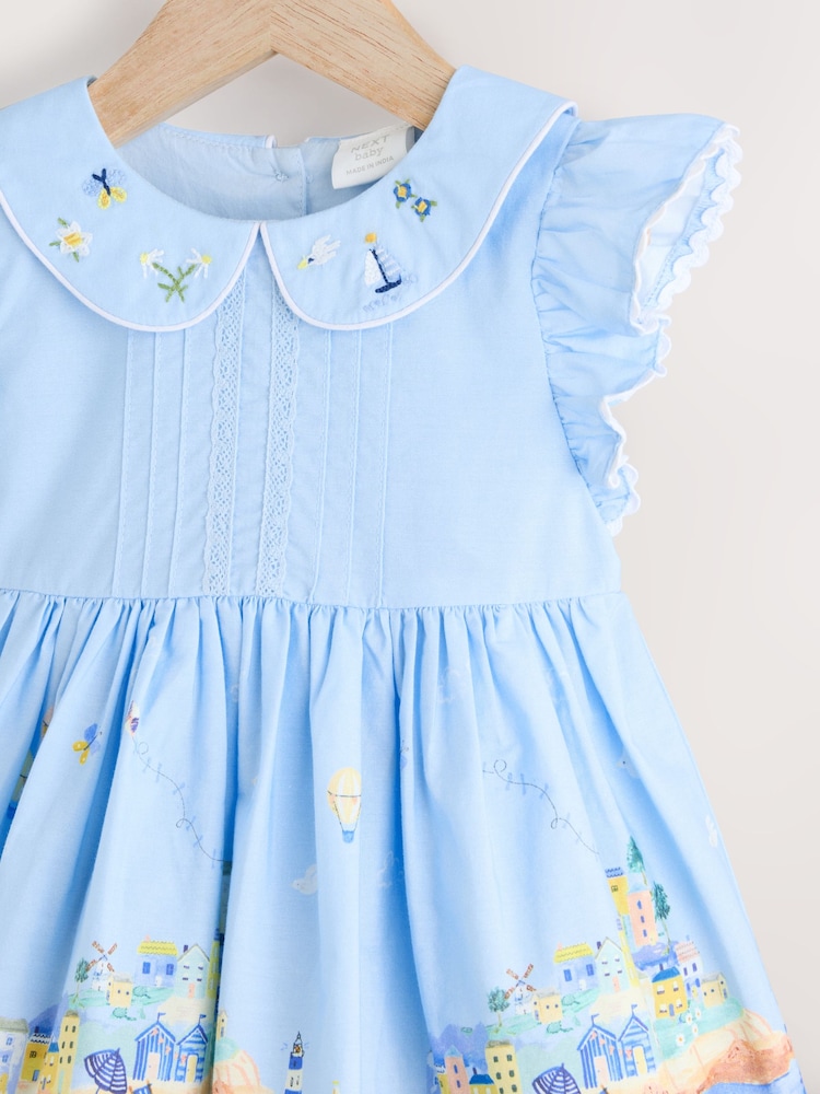 Blue and Yellow Scene Printed Baby Smock Dress (0mths-2yrs) - Image 3 of 6