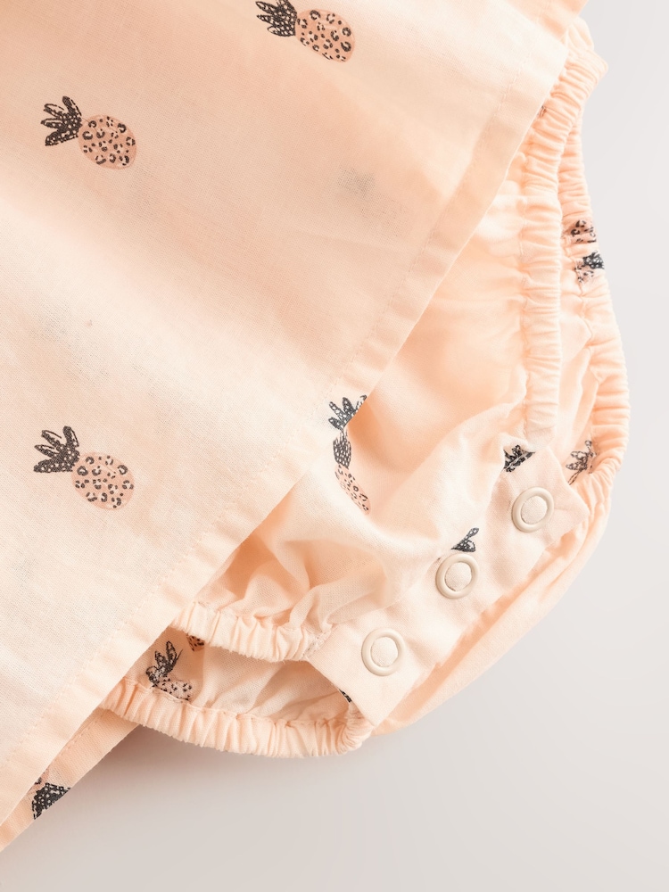 Monochrome Fruit Printed Woven Integral 100% Cotton Baby Dress (0mths-2yrs) - Image 6 of 8