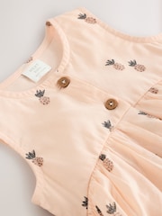 Monochrome Fruit Printed Baby Broderie Woven Integral 100% Cotton Dress (0mths-2yrs) - Image 7 of 8
