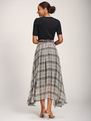 Սև չեկ - Jolie Moi Asymmetric Frill Chiffon Maxi Skirt - Պատկեր 2 6-ից