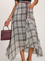 Սև չեկ - Jolie Moi Asymmetric Frill Chiffon Maxi Skirt - Պատկեր 3 6-ից