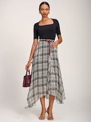 Սև չեկ - Jolie Moi Asymmetric Frill Chiffon Maxi Skirt - Պատկեր 5 6-ից