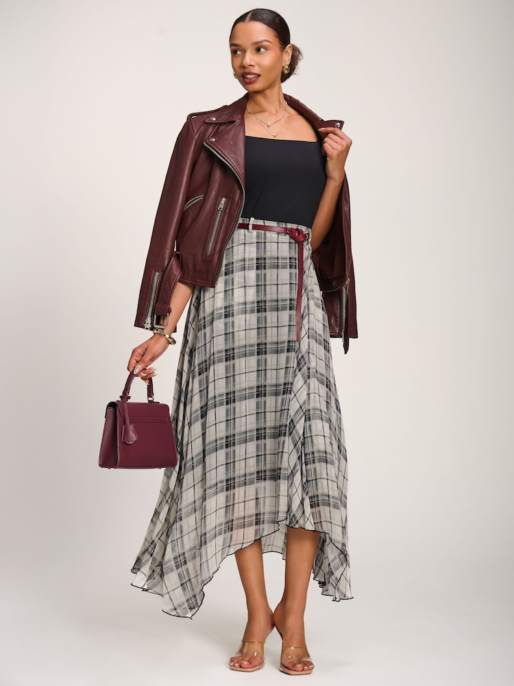 Սև չեկ - Jolie Moi Asymmetric Frill Chiffon Maxi Skirt - Պատկեր 6 6-ից