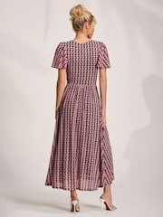 Jolie Moi Pink Mesh Angel Sleeve Midaxi Dress - Image 2 of 6