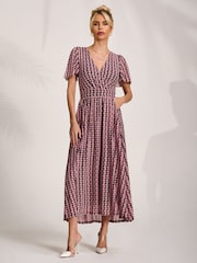 Jolie Moi Pink Mesh Angel Sleeve Midaxi Dress - Image 5 of 6