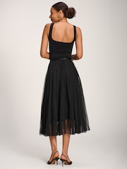 Jolie Moi Plain Crinkle Mesh Midi Skirt - Imagem 2 de 6