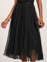 Jolie Moi Plain Crinkle Mesh Midi Skirt - Imagem 3 de 6